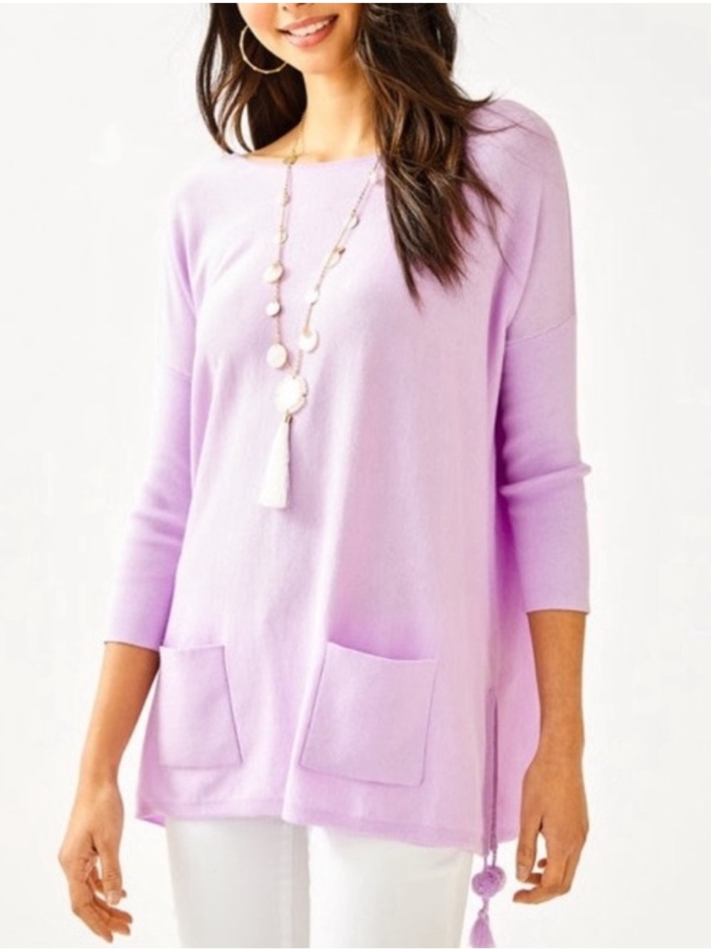 Lilly Pulitzer Elba lilac Pastel Pink Pocket Pullover sweater M